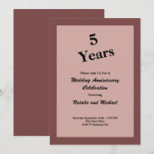 Kaneelroos 5e trouwjubileum uitnodiging (Voorkant / Achterkant)