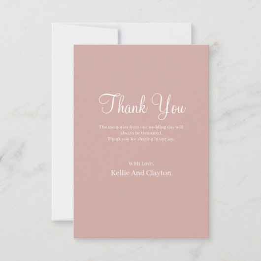 Kaneelroos Moderne Minimalistische Trouw Dankjewel Bedankkaart (Voorkant)