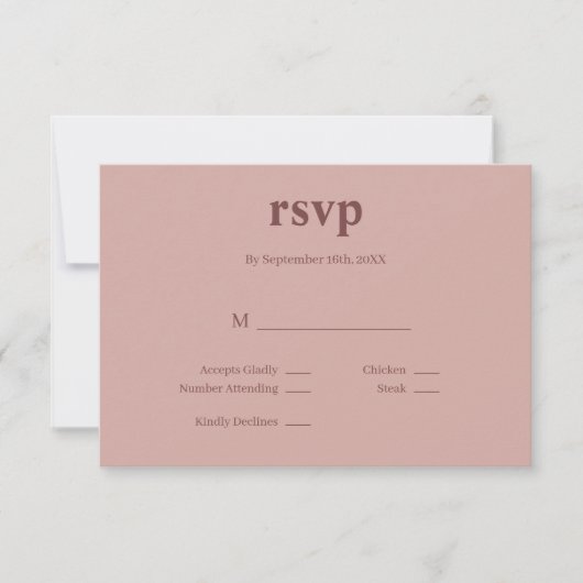 Kaneelroos moderne type trouw-RSVP kaart (Voorkant)
