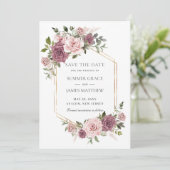 Kaneelroze Blush Bloemige Groene Boho Bruiloft Save The Date (Staand voorkant)