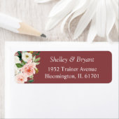 Kaneelroze Blush Roze Waterverf Bloemig Etiket (Insitu)