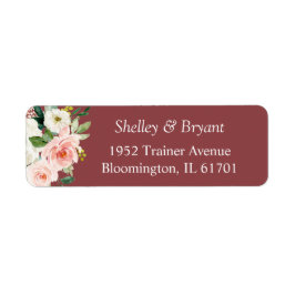 Kaneelroze Blush Roze Waterverf Bloemig Etiket