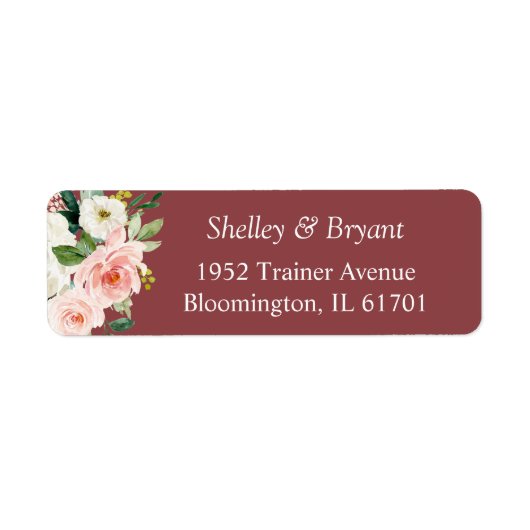 Kaneelroze Blush Roze Waterverf Bloemig Etiket (Voorkant)