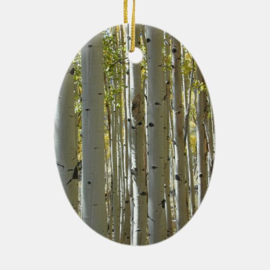 kaneelversiering van Tall Aspen Trunks Keramisch Ornament (Achterkant)