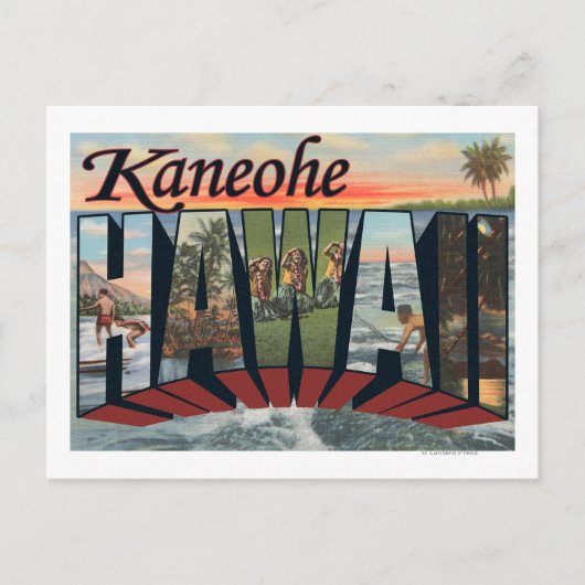 Kaneohe, Hawaii - Grote letterscènes Briefkaart (Voorkant)