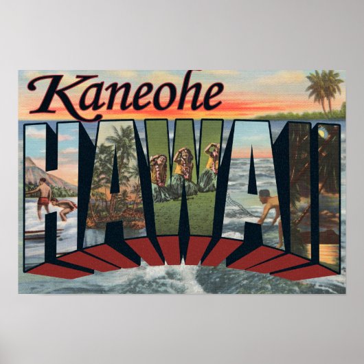 Kaneohe, Hawaii - Grote letterscènes Poster (Voorkant)