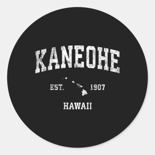 Kaneohe Hawaii Hi Atletische Sport Ronde Sticker (Voorkant)