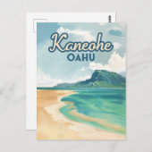 Kaneohe Sandbar Oahu Hawaii Retro Briefkaart (Voorkant / Achterkant)
