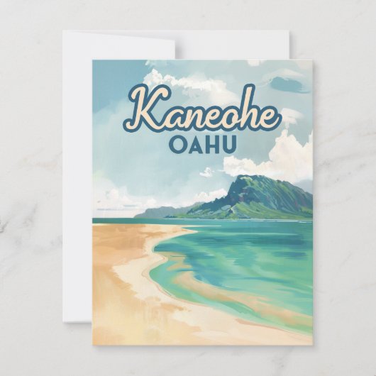 Kaneohe Sandbar Oahu Hawaii Retro Kaart (Voorkant)