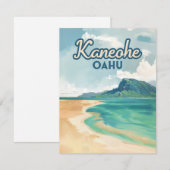 Kaneohe Sandbar Oahu Hawaii Retro Kaart (Voorkant / Achterkant)