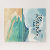 Kaneohe Sandbar Oahu Hawaii Retro Legpuzzel (Horizontaal)