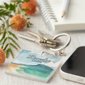 Kaneohe Sandbar Oahu Hawaii Retro Sleutelhanger (Voorkant Rechts)