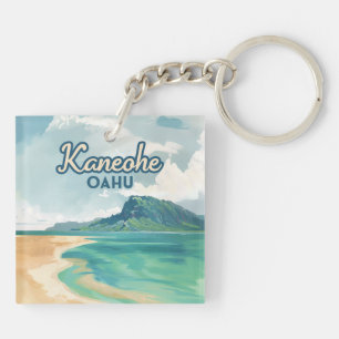 Kaneohe Sandbar Oahu Hawaii Retro Sleutelhanger