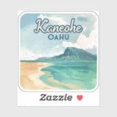 Kaneohe Sandbar Oahu Hawaii Retro Sticker (Vel)