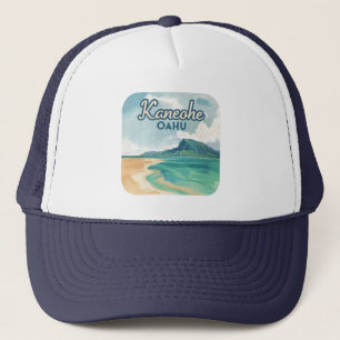 Kaneohe Sandbar Oahu Hawaii Retro Trucker Pet
