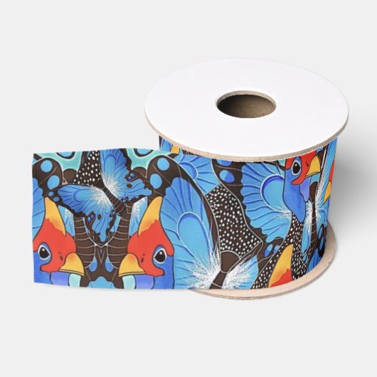 Kanga Blauwe Inpakpapier Grosgrain Lint (Spoel)