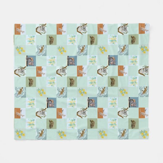 Kanga Koala Platypus Possum and Echidna Fleece Deken (Voorkant (Horizontaal))