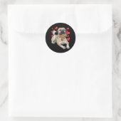 Kangal hond met knuffeldier en veel harten ronde sticker (Tas)