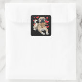 Kangal hond met knuffeldier en veel harten vierkante sticker (Tas)