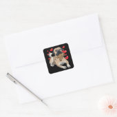 Kangal hond met knuffeldier en veel harten vierkante sticker (Envelop)
