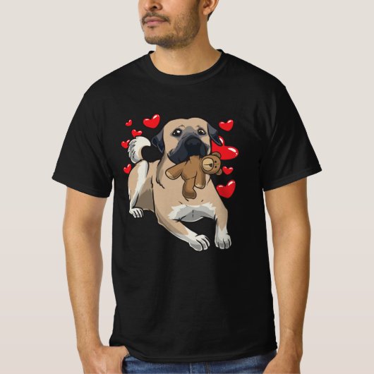 Kangale hond met opgezette dieren en veel harten t-shirt (Voorkant)