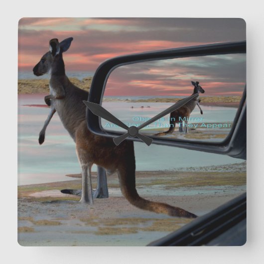 Kangaroo aan de strand, vierkante klok (Voorkant)