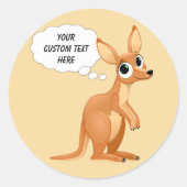 Kangaroo aangepaste tekststickers ronde sticker (Voorkant)