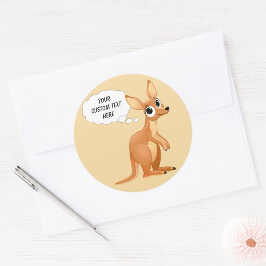 Kangaroo aangepaste tekststickers ronde sticker (Envelop)