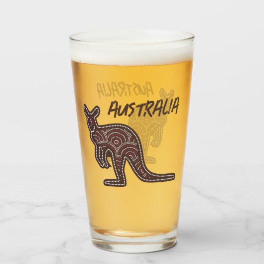 Kangaroo Aboriginal Mosaic Glas (Voorkant gevuld)