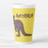 Kangaroo Aboriginal Mosaic Latte Mok (Voorkant)
