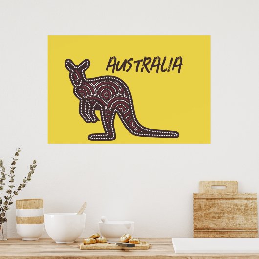 Kangaroo Aboriginal Mosaic Poster (Keuken)