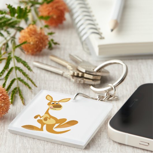 Kangaroo AcrylSleutelhanger, Cartoon voor het duwe Sleutelhanger (Voorkant Rechts)