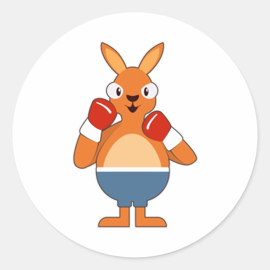 Kangaroo als Boxer met Boxing-handschoenen Ronde Sticker (Voorkant)