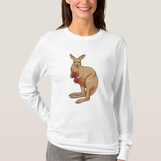 Kangaroo als Boxer met Boxing-handschoenen T-shirt (Voorkant)