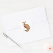 Kangaroo als Boxer met Boxing-handschoenen Vierkante Sticker (Envelop)