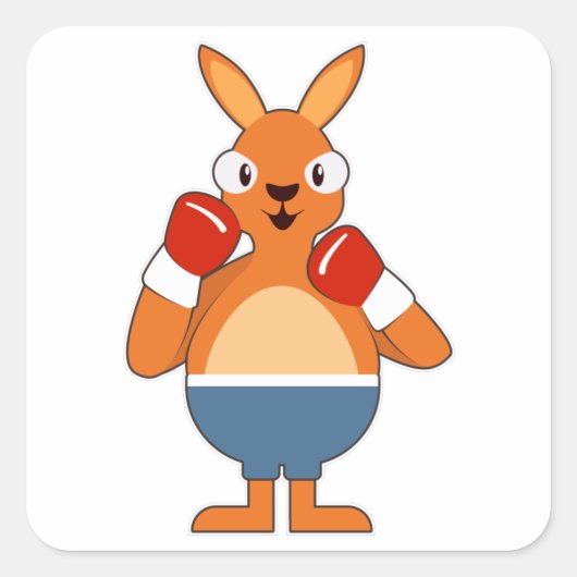 Kangaroo als Boxer met Boxing-handschoenen Vierkante Sticker (Voorkant)