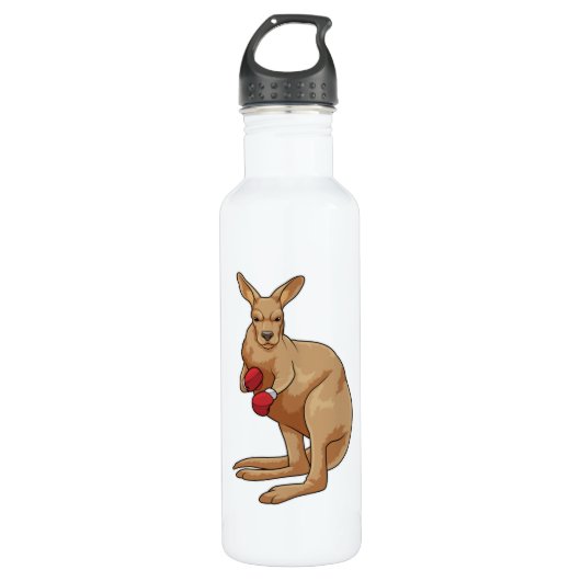 Kangaroo als Boxer met Boxing-handschoenen Waterfles (Voorkant)