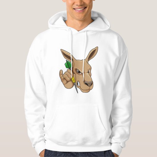 Kangaroo als Dart-speler met Dart Hoodie (Voorkant)