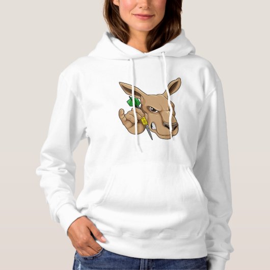 Kangaroo als Dart-speler met Dart Hoodie (Voorkant)