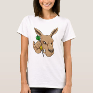 Kangaroo als Dart-speler met Dart T-shirt