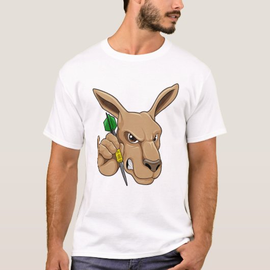 Kangaroo als Dart-speler met Dart T-shirt (Voorkant)