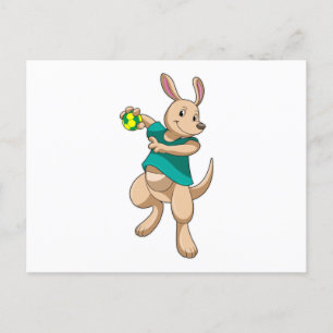 Kangaroo als handbalspeler met handbal briefkaart