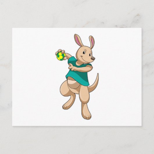 Kangaroo als handbalspeler met handbal briefkaart (Voorkant)