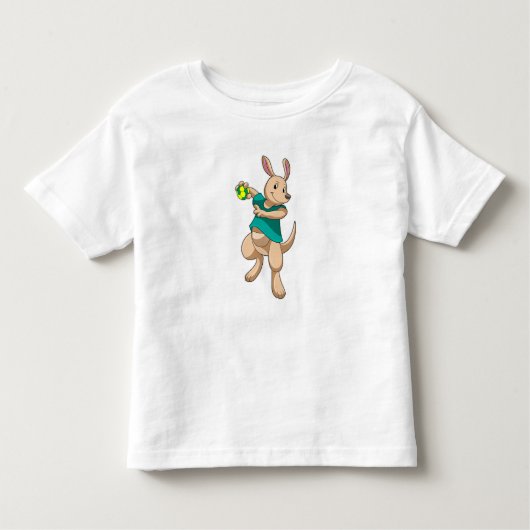 Kangaroo als handbalspeler met handbal kinder shirts (Voorkant)
