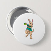 Kangaroo als handbalspeler met handbal ronde button 7,6 cm (Voorkant /achterkant)