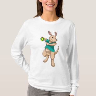 Kangaroo als handbalspeler met handbal t-shirt