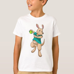 Kangaroo als handbalspeler met handbal t-shirt