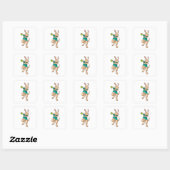 Kangaroo als handbalspeler met handbal vierkante sticker (Vel)