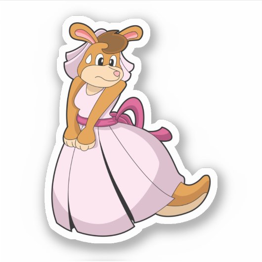 Kangaroo as Bride with Wedding dress Sticker (Voorkant)