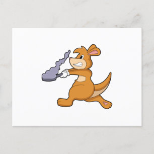 Kangaroo as Cook with Pan Briefkaart